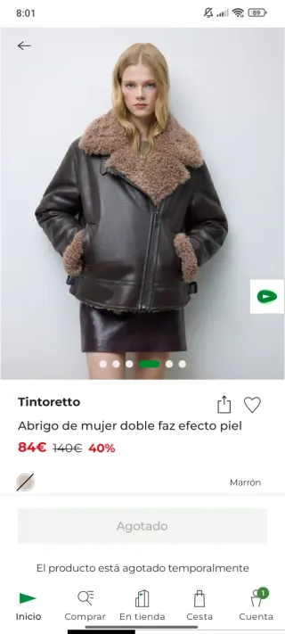 Abrigo doble faz efecto piel Tintoretto