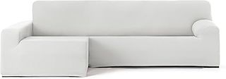 Eysa Funda de sofá bielástica para Chaise Longue con el Brazo Largo Lado Izquierdo Vista Frontal Color Blanco diseño Harlem