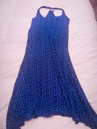 Vestido midi Jeicolori azul y blanco