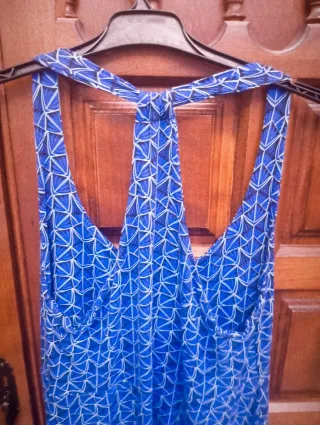 Vestido midi Jeicolori azul y blanco
