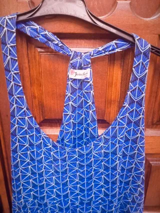 Vestido midi Jeicolori azul y blanco