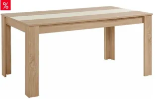 Set de mesa + 4 sillas madera y blanco