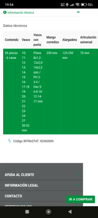 Set Carraca y Vasos 1/2", 39 Piezas, marca Heyco