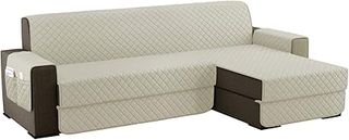 sevi's Funda Sofa Chaise Long 3 Plazas Impermeable, Izquierdo/Derecho Reversible Antideslizante, Protector Sofa con Bolsillos, A