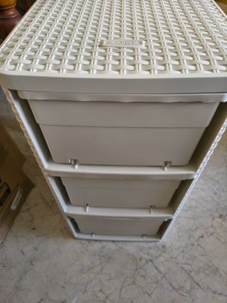 Curver - Cajonera Style con 3 cajones de 14 L, 37, 8 x 32, 8 x 59, 5, color blanco, Ordenación, Cajones en forma estantería