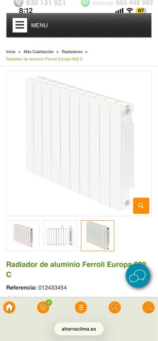 Radiador aluminio Ferroli Europa 600 TENGO4UNIDAD