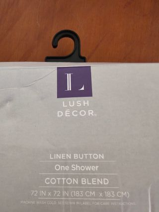 Lush Decor Cortina de Ducha de Lino con Botones, diseño Plisado de Bloque de Color con Detalle de botón de Coco, Accesorio de ba