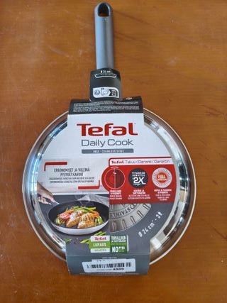 Tefal Daily Cook - Sartén de 24 cm, Apto inducción, antiadherente, revestimiento titanio, Thermo-signal, sin PFOA, apto lavavaji