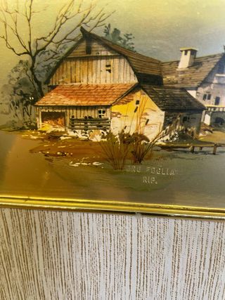 Quadro vintage su foglia d'oro 27x28
