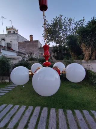 Lámpara vintage con 5 opalinas