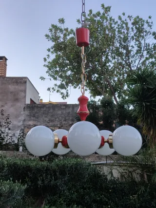 Lámpara vintage con 5 opalinas