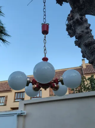 Lámpara vintage con 5 opalinas