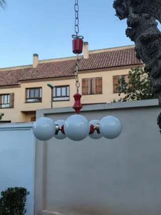 Lámpara vintage con 5 opalinas