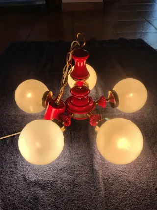 Lámpara vintage con 5 opalinas