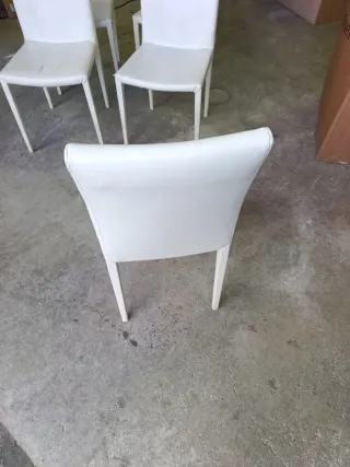 Juego de 4 Sillas Polipiel Blancas