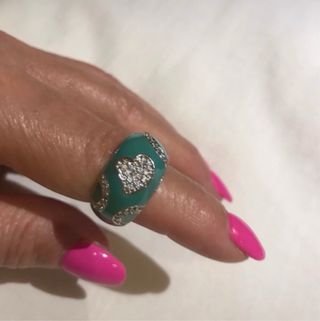 Anillo Noguera Plata Rodio Turquesa