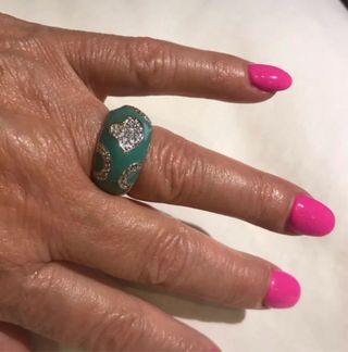 Anillo Noguera Plata Rodio Turquesa