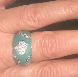 Anillo Noguera Plata Rodio Turquesa