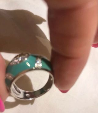 Anillo Noguera Plata Rodio Turquesa