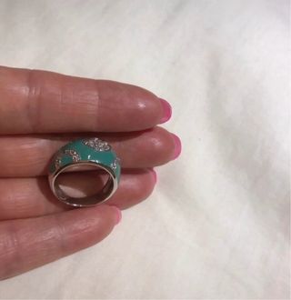 Anillo Noguera Plata Rodio Turquesa