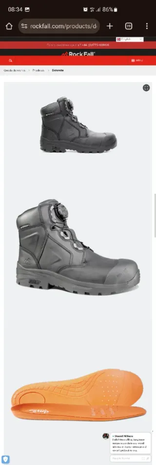 Bota Seguridad Rock Fall RF 611 Negra Talla 45/46