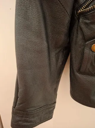 Cazadora Biker Piel Negra con Borrego.