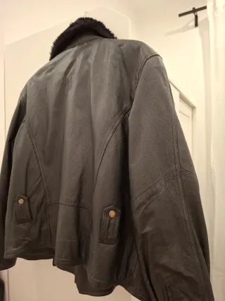 Cazadora Biker Piel Negra con Borrego.