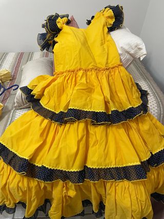 Vestido Flamenca Niña Amarillo Talla 8-10