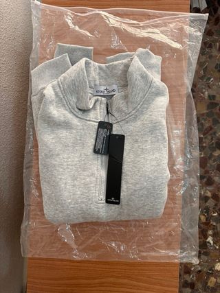 Sudadera Stone Island Gris Media Cremallera