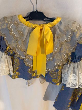 Traje Fallera Niña Azul y Dorado