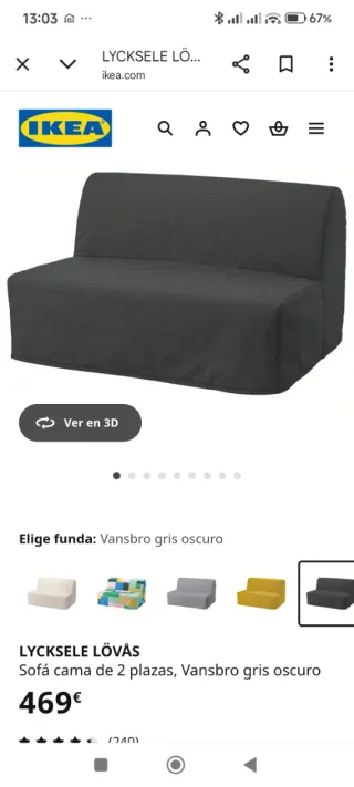 Sofá-cama 2 plazas gris