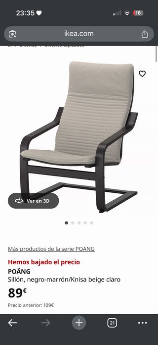 Sillón Poäng IKEA Beige y Negro