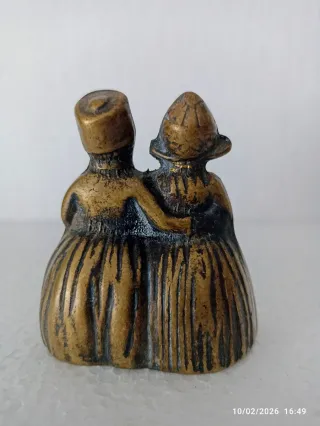 Campanilla doble bronce victoriana antigua