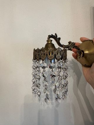 2 Lampade da parete in cristallo dorato