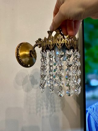 2 Lampade da parete in cristallo dorato