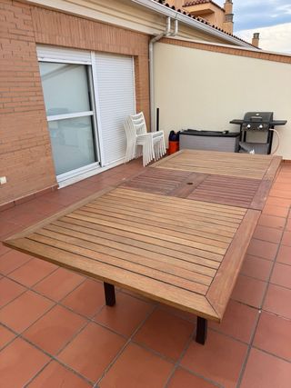 Mesa de exterior extensible madera y metal