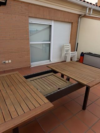 Mesa de exterior extensible madera y metal