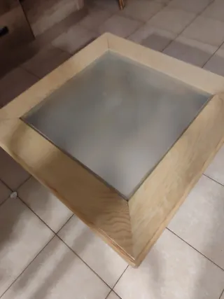 Mesa de centro madera y cristal beige