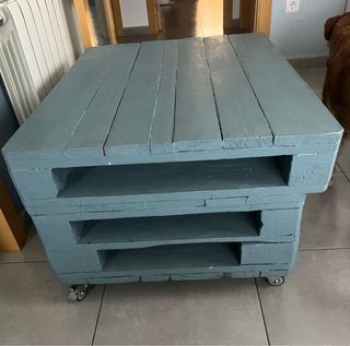 Mesa Palets Azul Hecha a Mano