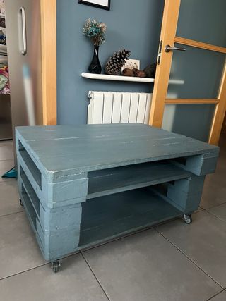 Mesa Palets Azul Hecha a Mano
