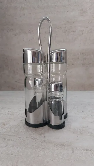 Set Condimento Vetro Acciaio