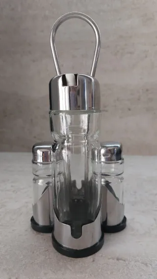 Set Condimento Vetro Acciaio