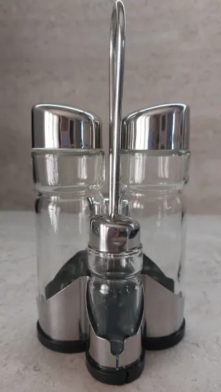 Set Condimento Vetro Acciaio