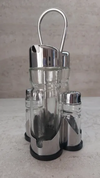 Set Condimento Vetro Acciaio