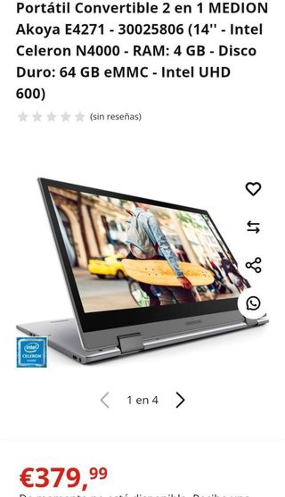 Portátil MEDION Akoya E4271 Convertible 14 4/64GB