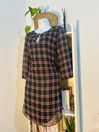 Precioso vestido estampado tartán - Mango talla M