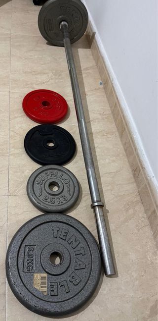 Barra y discos de pesas 27kg