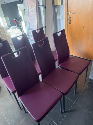 El conjunto de 6 Sillas Polipiel Morado