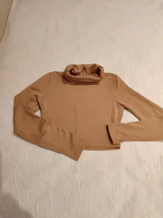 Jersey cuello alto algodón beige