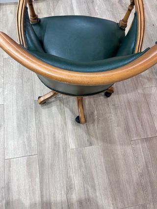 Silla escritorio cuero y madera